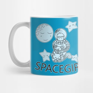 Space Girl Astronaut Holding Teddy Bear Mug